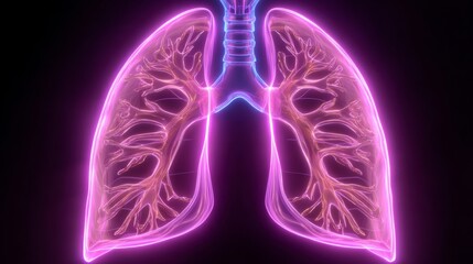 human lungs neon illustration glowing