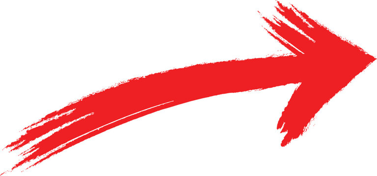 Red arrow brush stroke graphic element