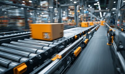 Efficient Conveyor System in Modern Manufacturing Facility with Sharp Focus on Boxes