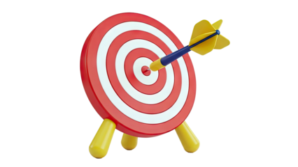 Dart hitting the bullseye on a target