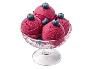 Vibrant raspberry sorbet with fresh blueberries