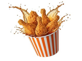 Crispy fried chicken in a striped cup