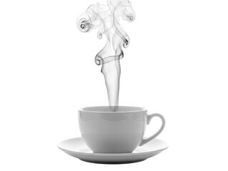 Steaming cup of coffee