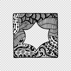 Hand drawn doodle frame with abstract patterns