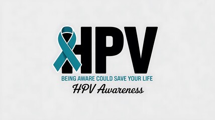 HPV awareness text graphic with teal ribbon symbol