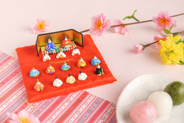 ひなまつり｜桃の花と菜の花と三色団子