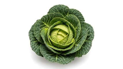 Obraz premium Fresh green cabbage vegetable on white background