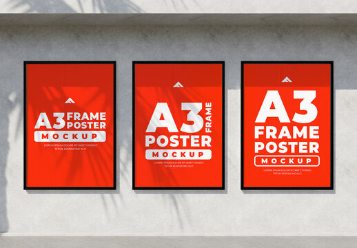 A3 Size Framed Poster Mockup for Interior Decor and Promotional Artwork