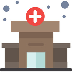 Obraz premium Flat Icon of a Hospital Building with a Red Cross