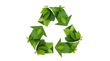 Eco-Friendly Green Leaves Recycling Symbol isolated PNG with Transparent Background