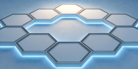 Futuristic Hexagon Network Connection Technology Concept