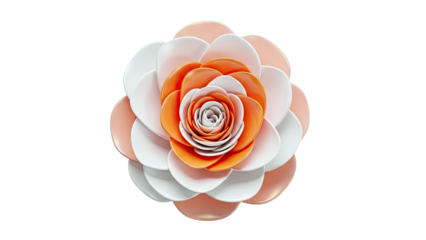 Stylized Geometric Rose with Orange and White Petals