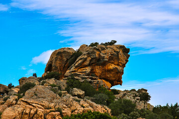 Close up detail of majestic rock cavities in the Gallura region showcasing the impressive natural architecture of weathered granite formations