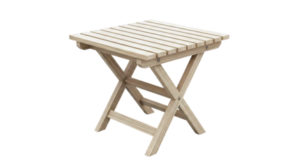 Wooden folding side table with slatted top