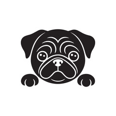 Fototapeta premium Cute Pug Dog Face Vector Illustration for Pet Lovers Branding