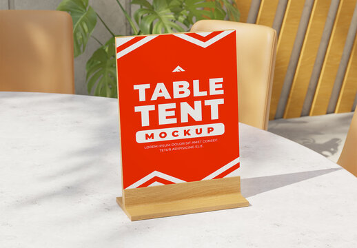 Folded Table Tent Card Mockup for Restaurant Menus and Event Signage