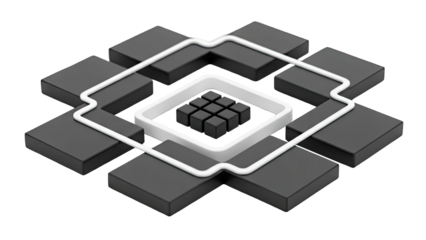 Abstract 3D Geometric Design with Black and White Cubes