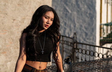 Thai Girl at Restaurant and Lake in Thailand