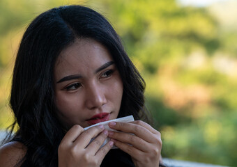 Thai Girl at Restaurant and Lake in Thailand