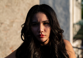 Thai Girl at Restaurant and Lake in Thailand
