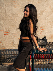 Thai Girl at Restaurant and Lake in Thailand