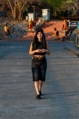 Thai Girl at Restaurant and Lake in Thailand