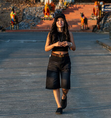 Thai Girl at Restaurant and Lake in Thailand