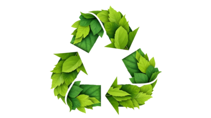 Green leaves recycling symbol, eco friendly nature concept illustration, isolated. isolated PNG with Transparent Background