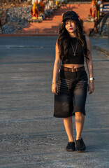 Thai Girl at Restaurant and Lake in Thailand