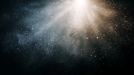 Dramatic abstract depicting illuminated particles against a dark, evolving background