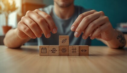 hand holding a wooden stamp