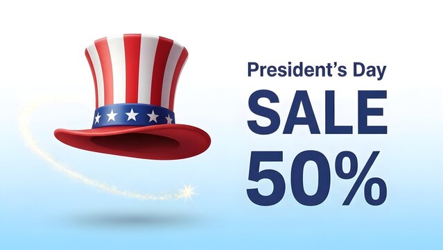 President s day sale advertisement featuring a classic uncle sam hat
