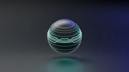 Futuristic cyber sphere with glowing neon lines abstract digital design