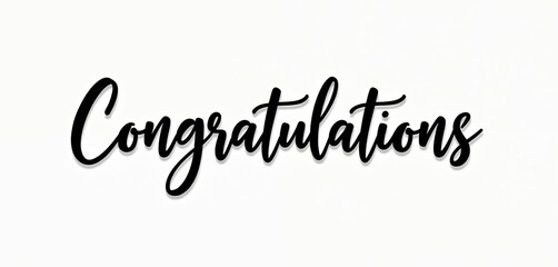 Elegant calligraphy word Congratulations on white background. Stylish script lettering with drop shadow effect. Perfect for cards, invitations and celebration messages.