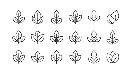 Minimalist line art leaf collection Vector, illustration