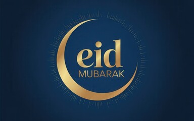 Fototapeta premium Eid Mubarak celebration with golden crescent moon and sunburst