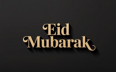 Eid Mubarak festive greeting with elegant gold text on dark background