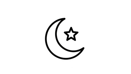 Obraz premium Crescent Moon with Star Icon Isolated on White Background