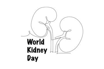 World kidney day concept one-line drawing