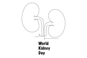 World kidney day concept one-line drawing