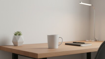 Clean, modern, and productive home office setup with minimalist design elements and ample lighting