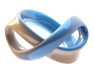 3D rendered infinity symbol, two-toned and glossy. Black background