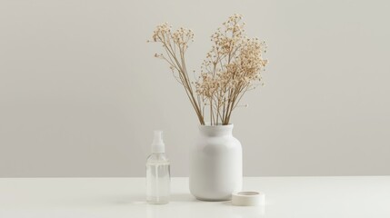 Minimalist still life with dried flowers