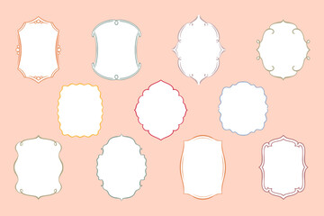 Set of cute hand drawn vector frames. Festive holiday collection. Celebration design, simple postcard illustrations