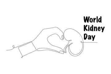 World kidney day concept one-line drawing
