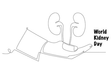 World kidney day concept one-line drawing