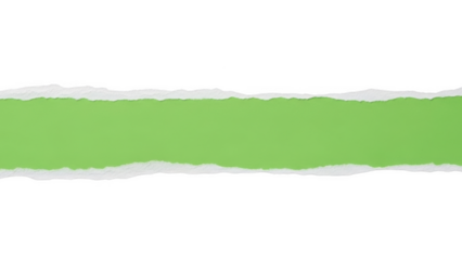 Torn paper strip revealing bright green background on black ripped paper