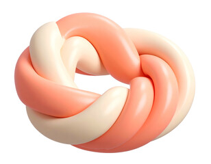 Cream and peach-toned, glossy, intertwined knot against black