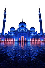 Illuminated mosque at night