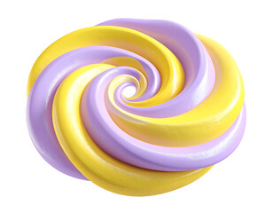 A swirling, soft, yellow and lavender confection against a black backdrop